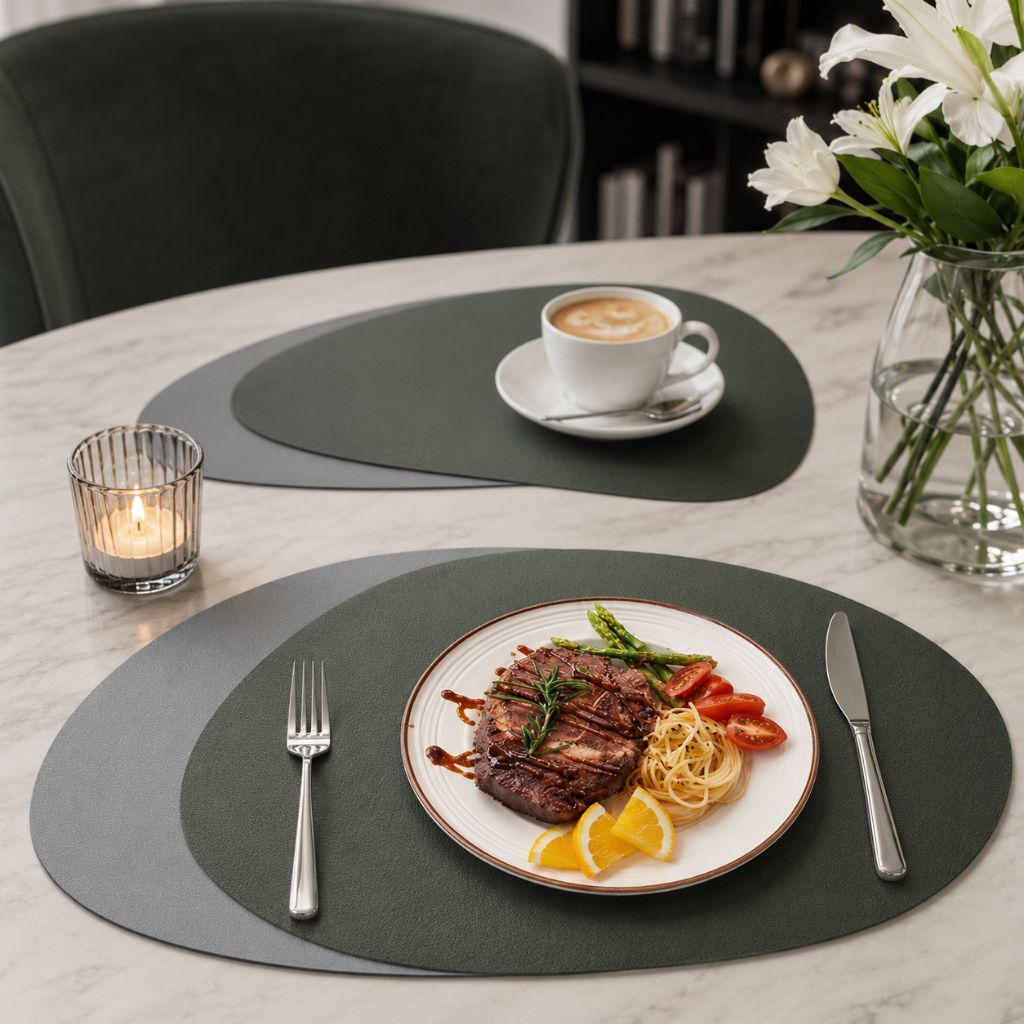 Dubbelzijdige Placemats Kunstleer Waterafstotend Antislip Set 4 of 8 Stuks Tafelbescherming Eettafel | Sansoti