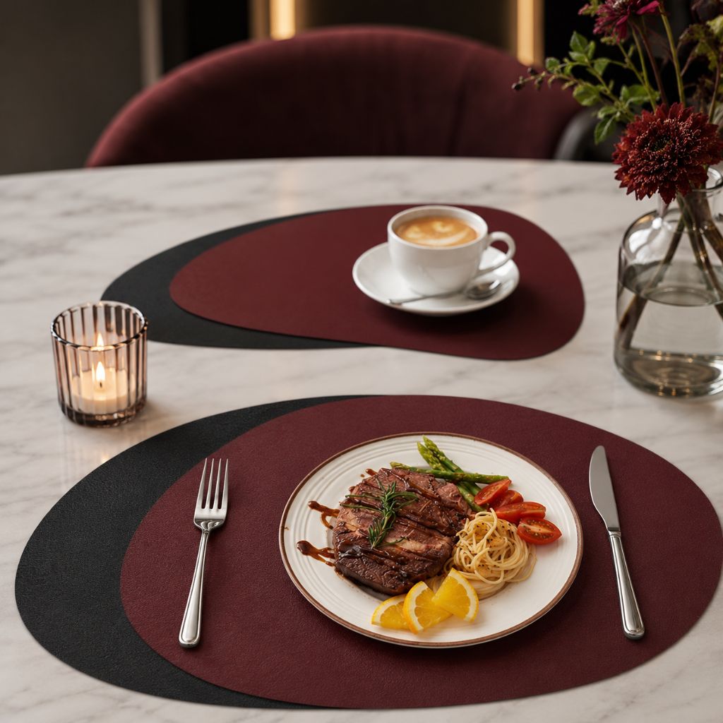 Dubbelzijdige Placemats Kunstleer Waterafstotend Antislip Set 4 of 8 Stuks Tafelbescherming Eettafel | Sansoti