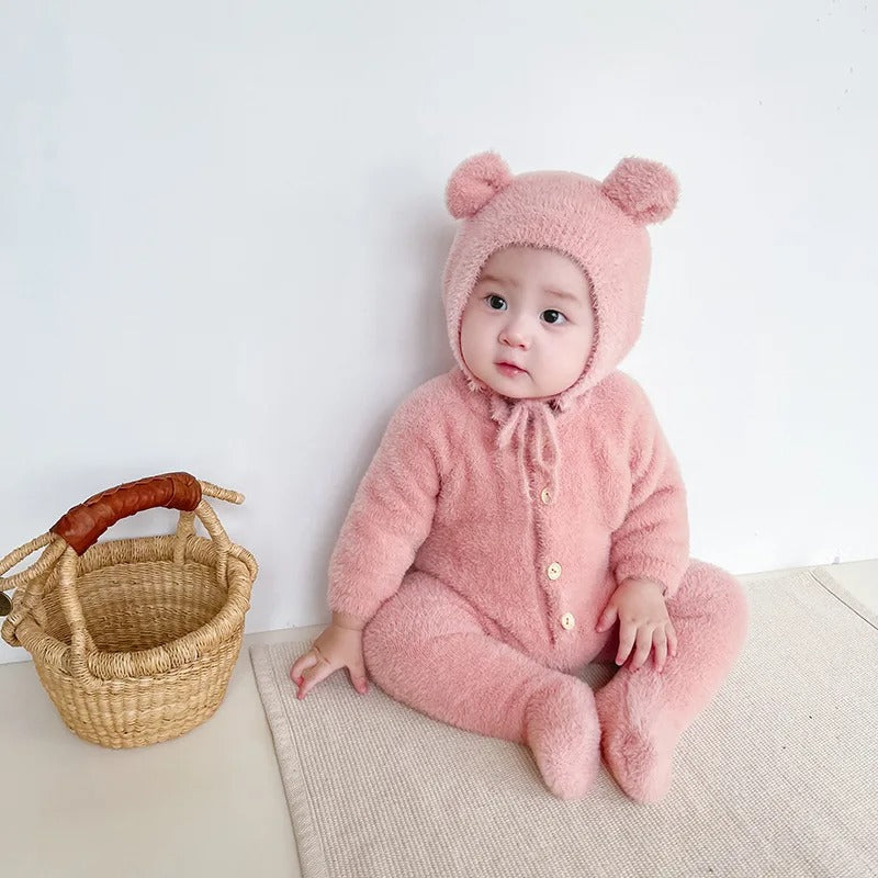 Combinaison bébé en peluche motif ours, vêtement d’hiver unisexe pour nouveau-né et tout-petit, combinaison chaude et douce | Sansoti