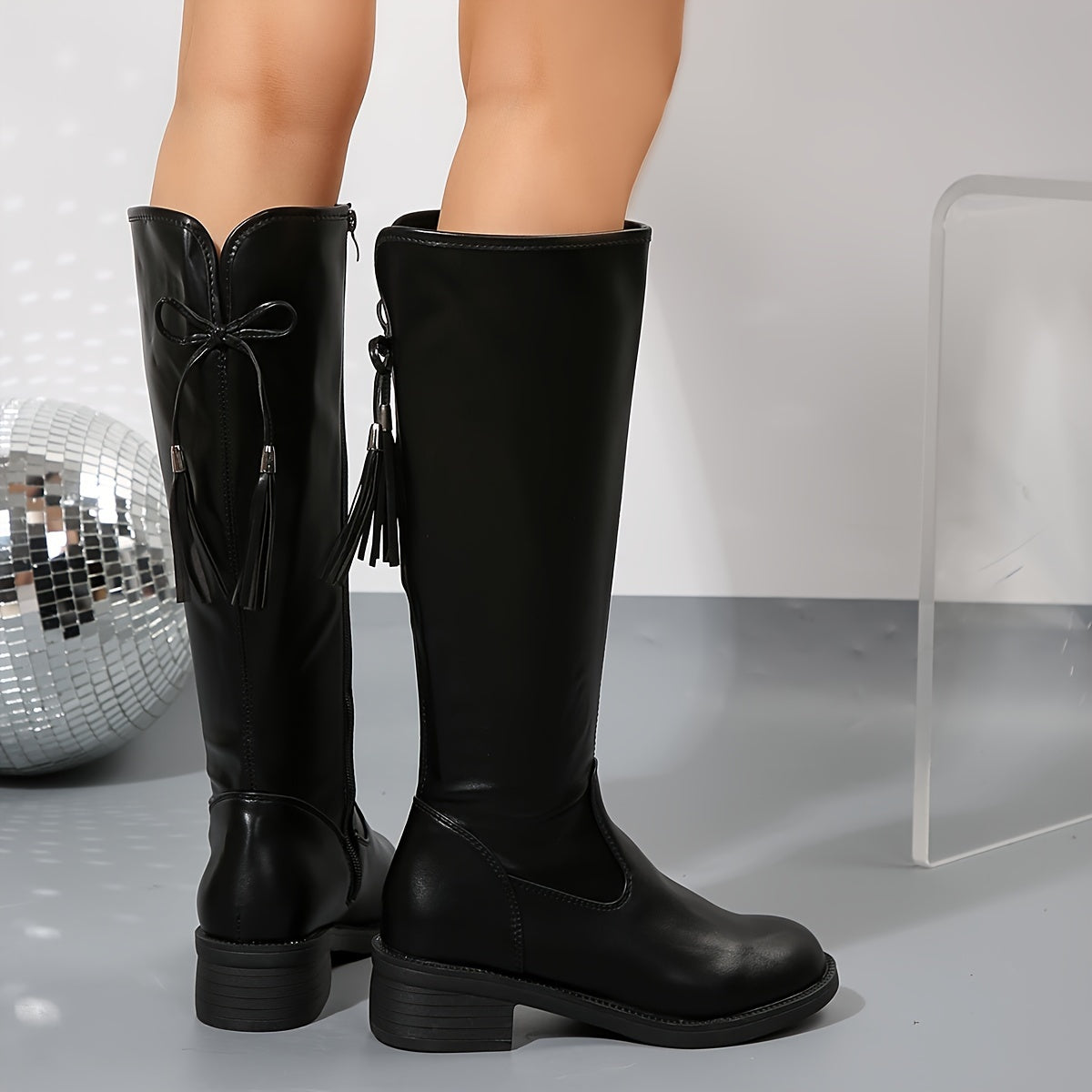 Kniehoge Damesrijlaarzen met Ronde Hak en Rits – Veelzijdig Winterschoeisel voor Feesten Uitgaan Comfort | Sansoti