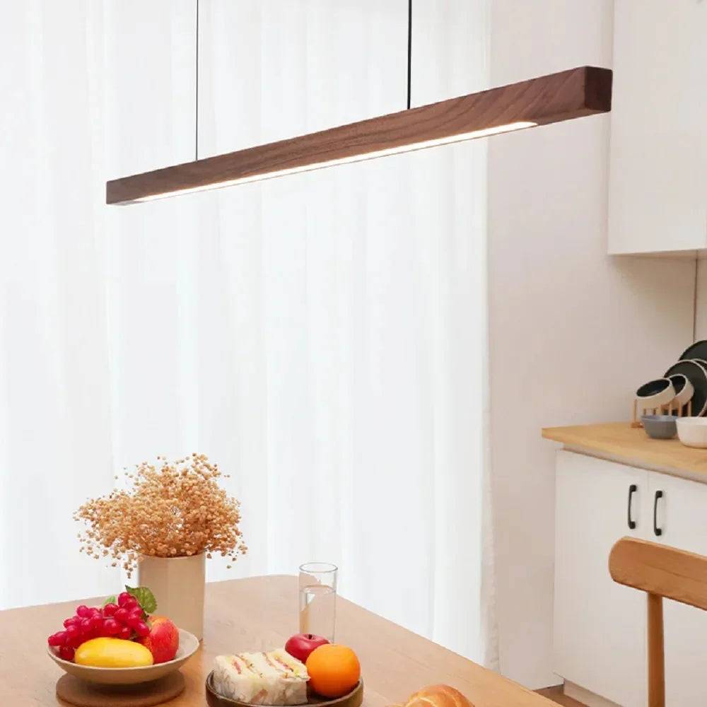 Suspension Bois LED Linéaire Dimmable 80cm 120cm 150cm Table à Manger Cuisine Salon | Restfield