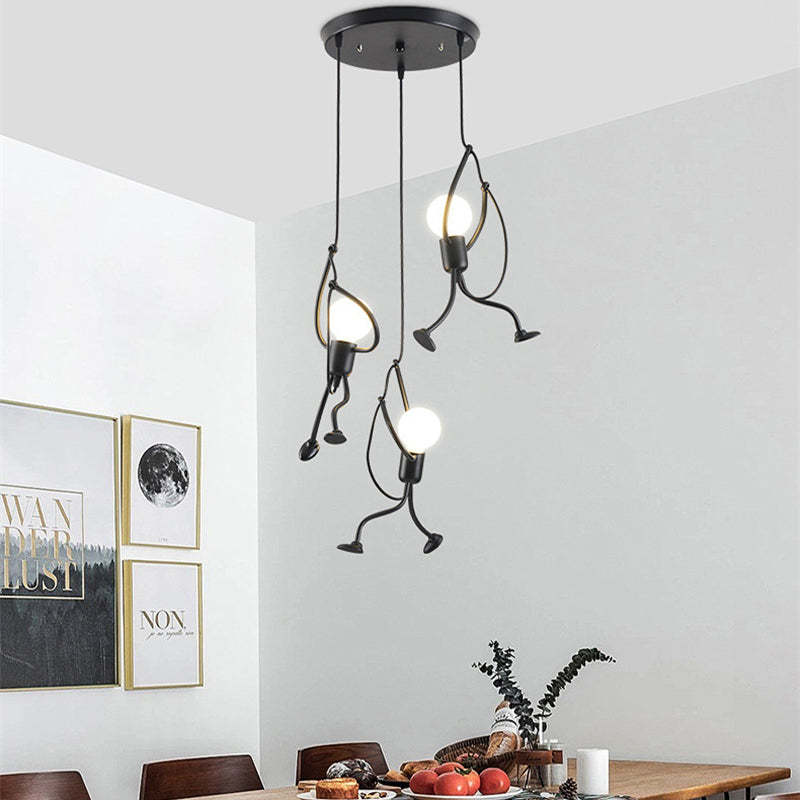 Suspension en métal en forme de figure LED E27 noir blanc design moderne éclairage intérieur salon salle à manger chambre | Sansoti