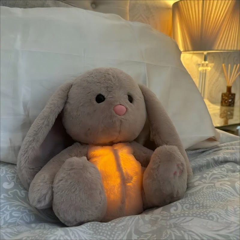 Knuffelkonijn pluche met licht en hartslaggeluid voor slapen en ontspanning comfort speelgoed | Sansoti