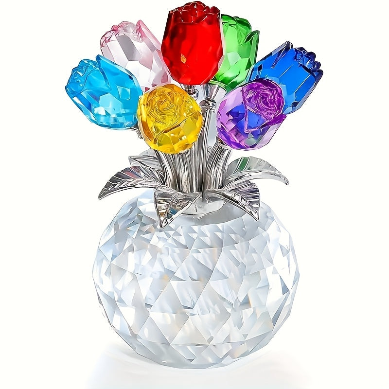 Kristall-Rosenstrauß Dekorative Kunstblumen Vasenaccessoire Interieur Wohnzimmer Zeitlose Geschenkidee | Sansoti