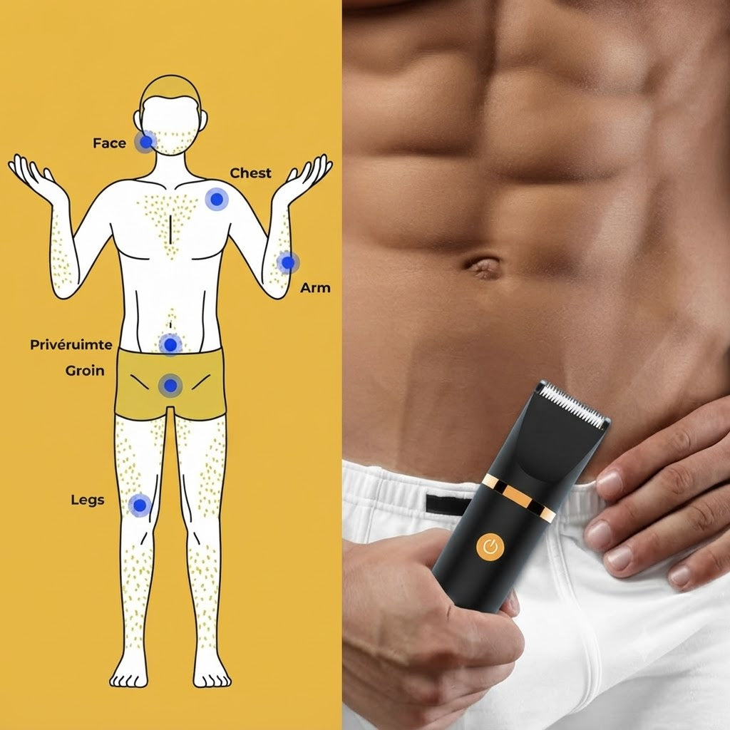 Elektrischer Körperrasierer 3-in-1-Trimmer für Männer IPX7 Wasserbeständig USB-C-aufladbar Körperpflege | Sansoti