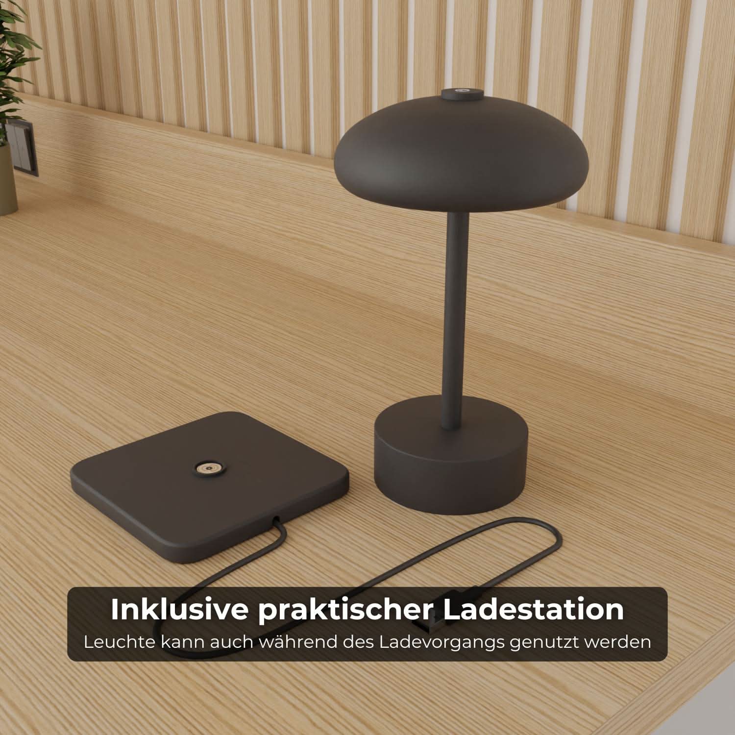 Tafellamp Draadloos Oplaadbaar IP54 2700K Zwart Wit Sand 23cm | Sansoti