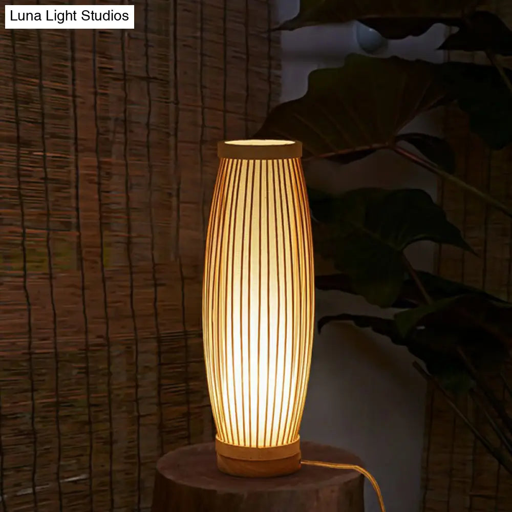 Tafellamp Bamboe Oosterse Stijl Natuurhout Basis Sfeerverlichting Theehoek Aziatisch Design Woonkamer | Sansoti