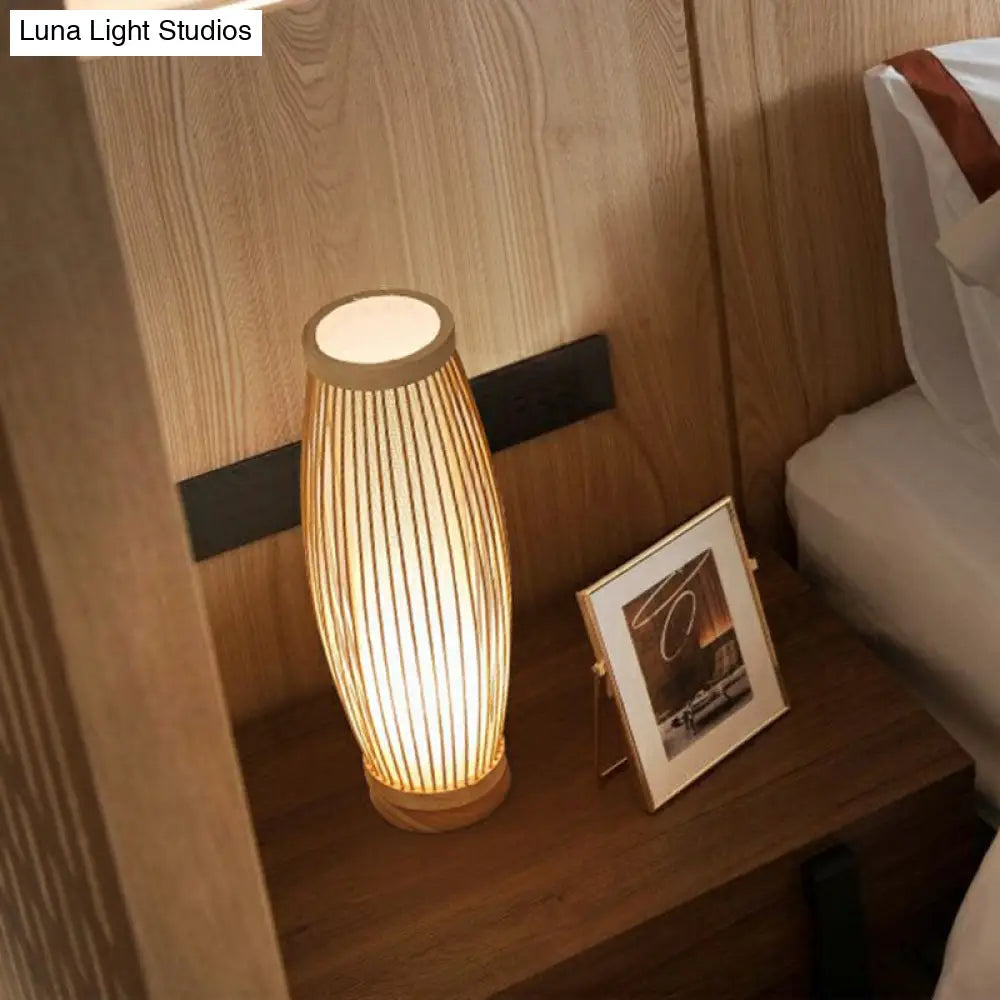 Tafellamp Bamboe Oosterse Stijl Natuurhout Basis Sfeerverlichting Theehoek Aziatisch Design Woonkamer | Sansoti