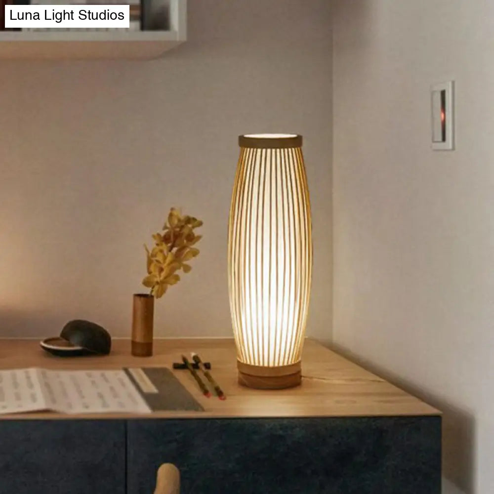 Tafellamp Bamboe Oosterse Stijl Natuurhout Basis Sfeerverlichting Theehoek Aziatisch Design Woonkamer | Sansoti