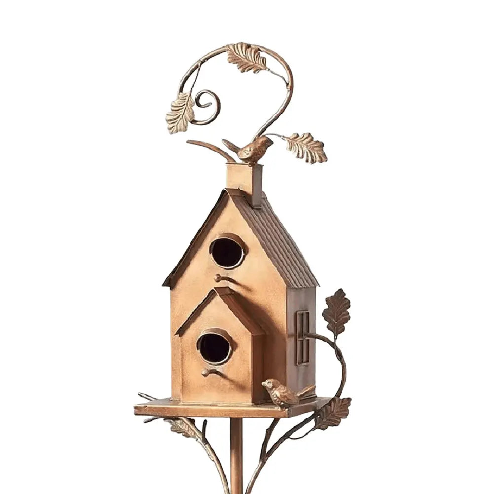 Metal Birdhouse on a Pole with Weather-Resistant Design for the Garden, Patio, and Balcony, Bird Protection and Garden Decoration | Sansoti