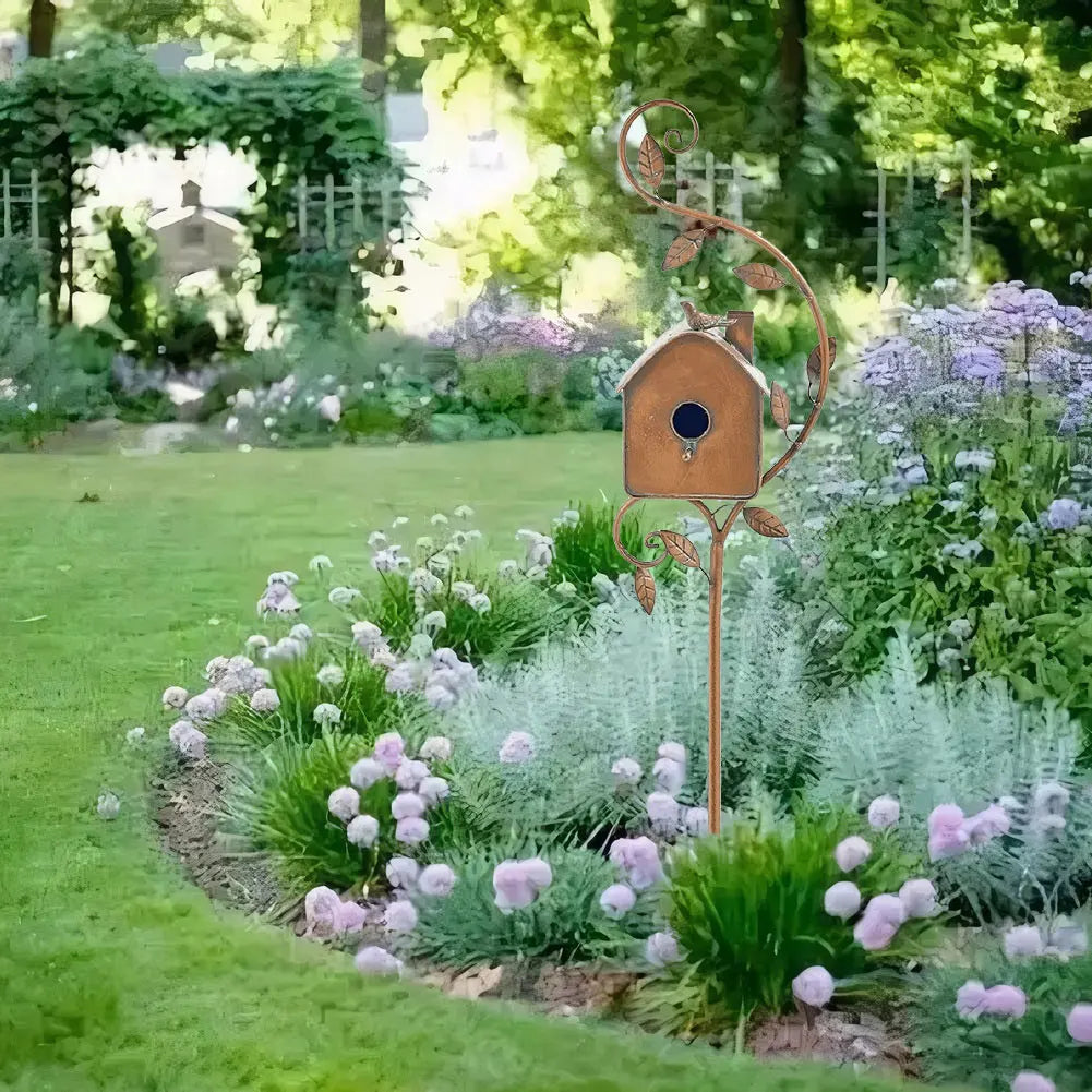 Metal Birdhouse on a Pole with Weather-Resistant Design for the Garden, Patio, and Balcony, Bird Protection and Garden Decoration | Sansoti