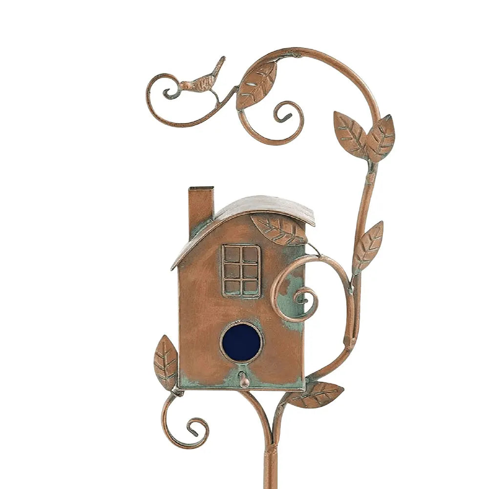 Metal Birdhouse on a Pole with Weather-Resistant Design for the Garden, Patio, and Balcony, Bird Protection and Garden Decoration | Sansoti