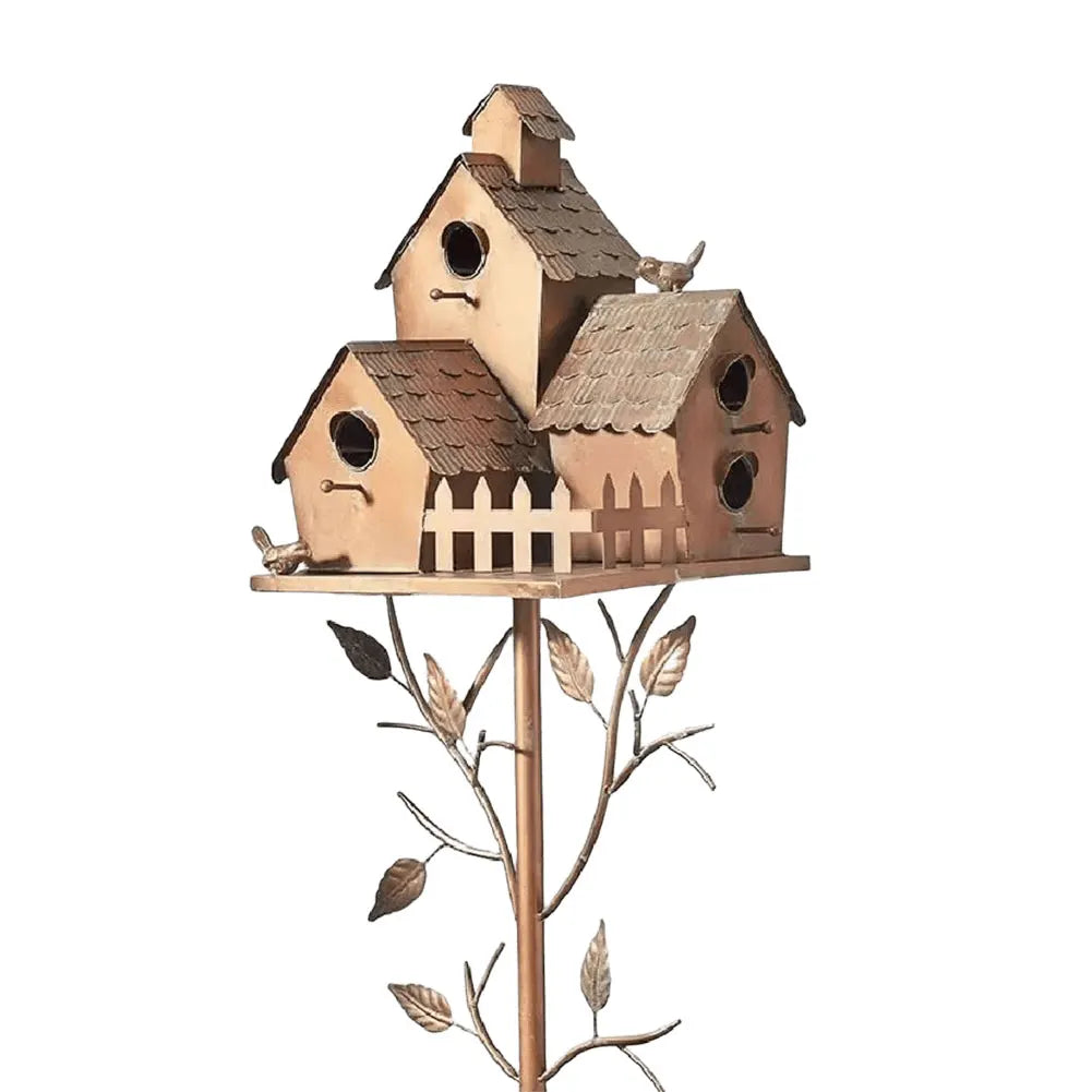 Metal Birdhouse on a Pole with Weather-Resistant Design for the Garden, Patio, and Balcony, Bird Protection and Garden Decoration | Sansoti