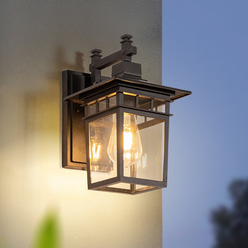 Außenwandleuchte aus Aluminium mit Glaskappe, IP23-wasserfest, für Garten, Terrasse und Veranda, E27-Fassung, Außenbeleuchtung | Sansoti