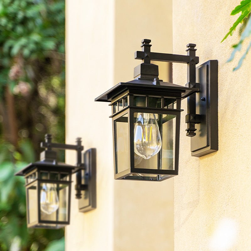 Außenwandleuchte aus Aluminium mit Glaskappe, IP23-wasserfest, für Garten, Terrasse und Veranda, E27-Fassung, Außenbeleuchtung | Sansoti