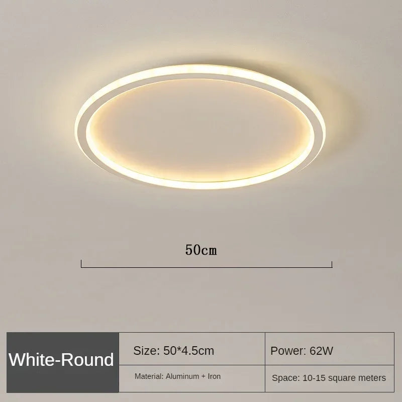 Round LED Ceiling Light Scandinavian Design 20-60cm Dimmable with Remote Control Modern Glass Fixture Living Room | Sansoti