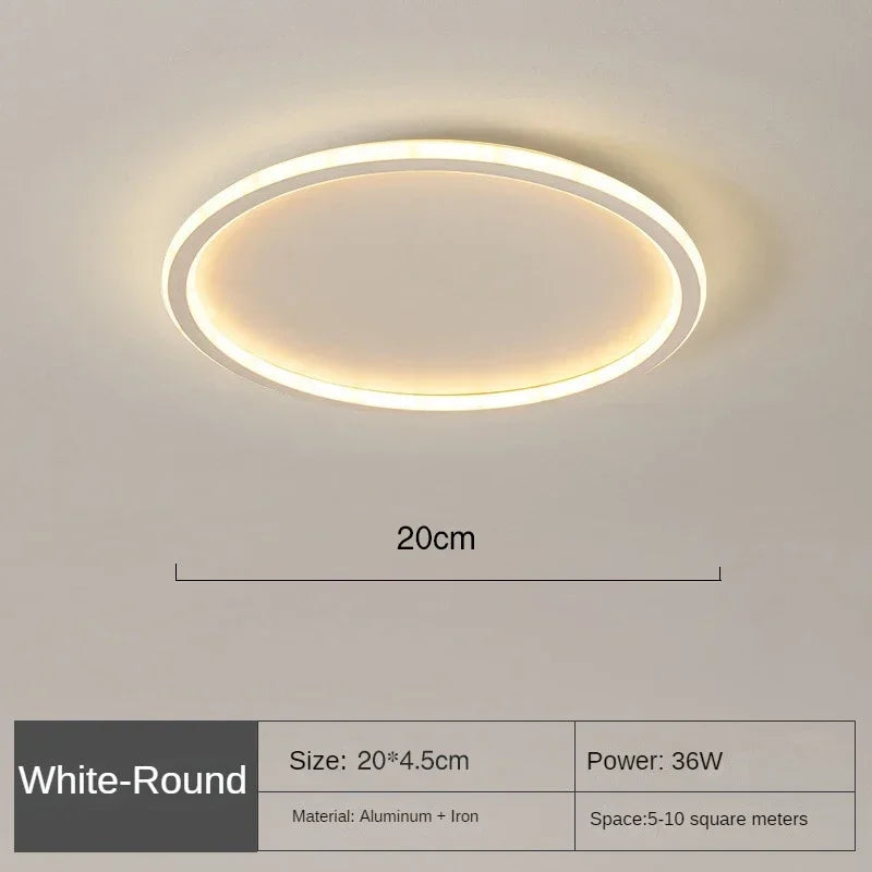 Round LED Ceiling Light Scandinavian Design 20-60cm Dimmable with Remote Control Modern Glass Fixture Living Room | Sansoti