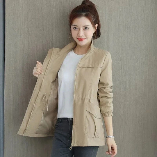 Wasserabweisender Damen-Trenchcoat Leichte Regenjacke Verstellbare Taille Frühling Herbst Mode Elegantes Design | Sansoti