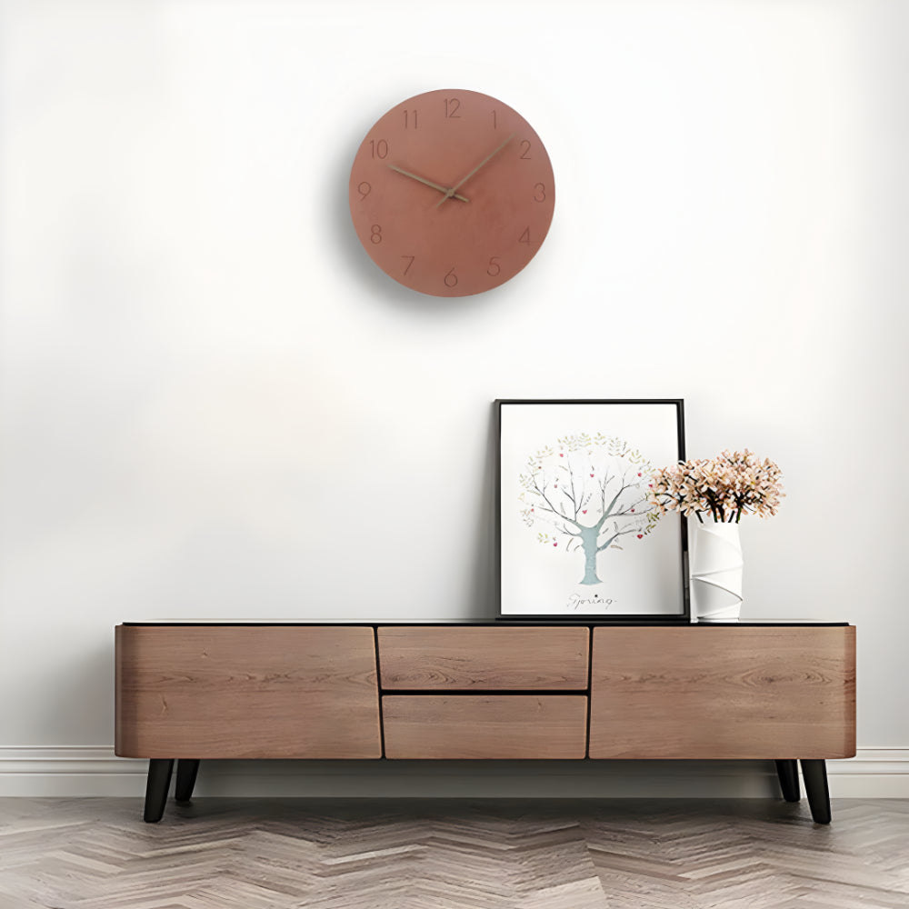 Houten Wandklok Ø29cm Modern Minimalistisch Stil Geruisloos Kwartsmechanisme Woonkamer Slaapkamer Kantoor | Sansoti