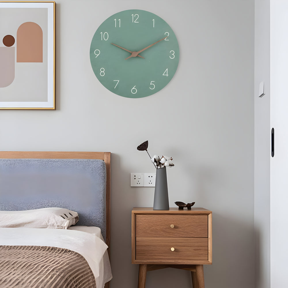 Houten Wandklok Ø29cm Modern Minimalistisch Stil Geruisloos Kwartsmechanisme Woonkamer Slaapkamer Kantoor | Sansoti