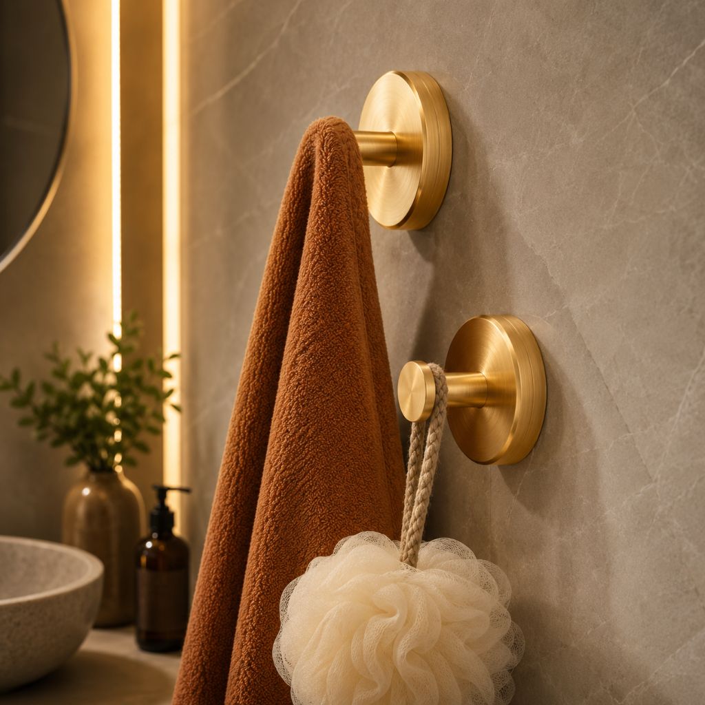 Set de crochets muraux à ventouse 4 pièces sans perçage noir mat doré argenté salle de bains cuisine porte-serviettes organiseur | Sansoti