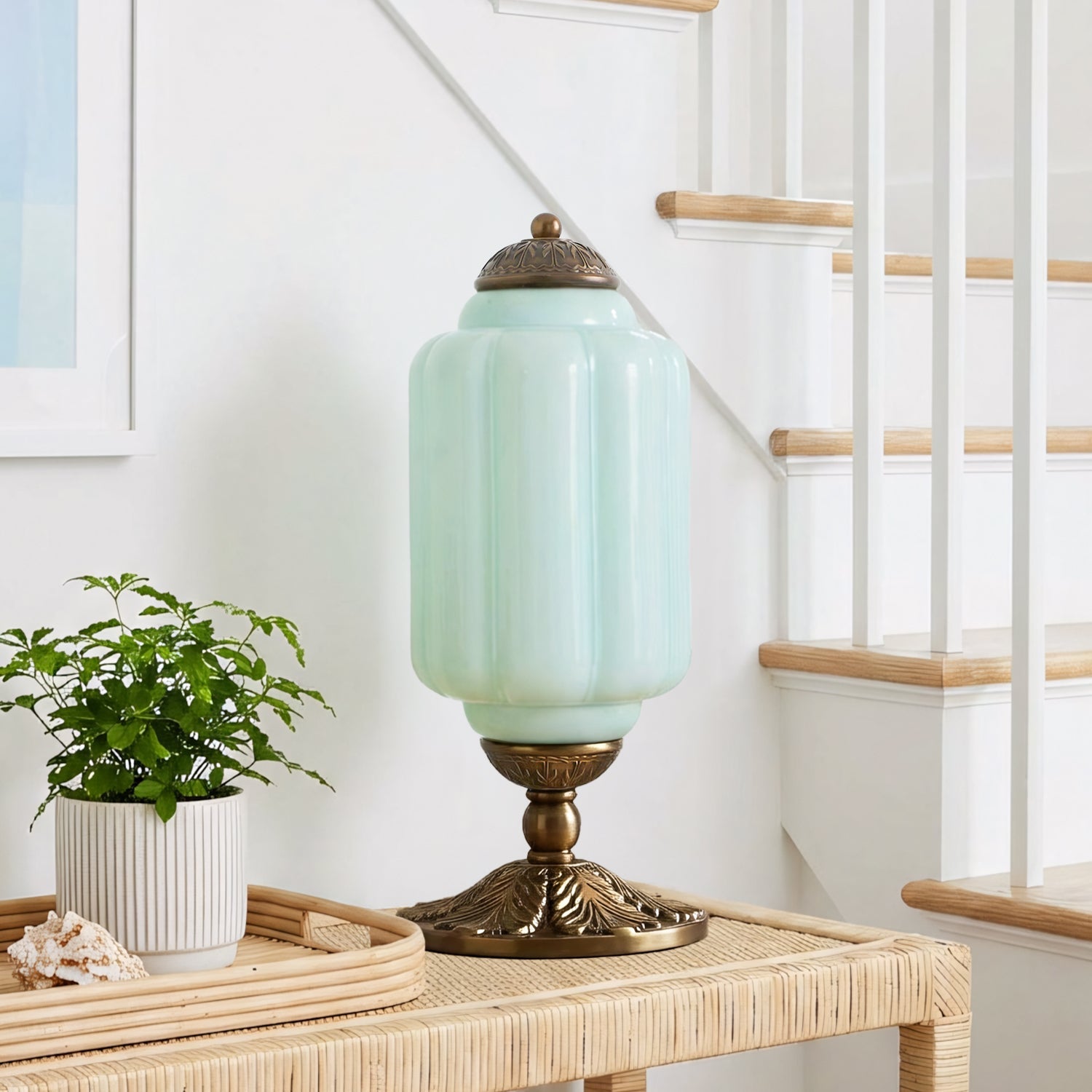Retro Tafellampen met Getextureerd Crèmekleurig Glas – Franse Vintage Stijl met Messing of Zwart Frame | Sansoti