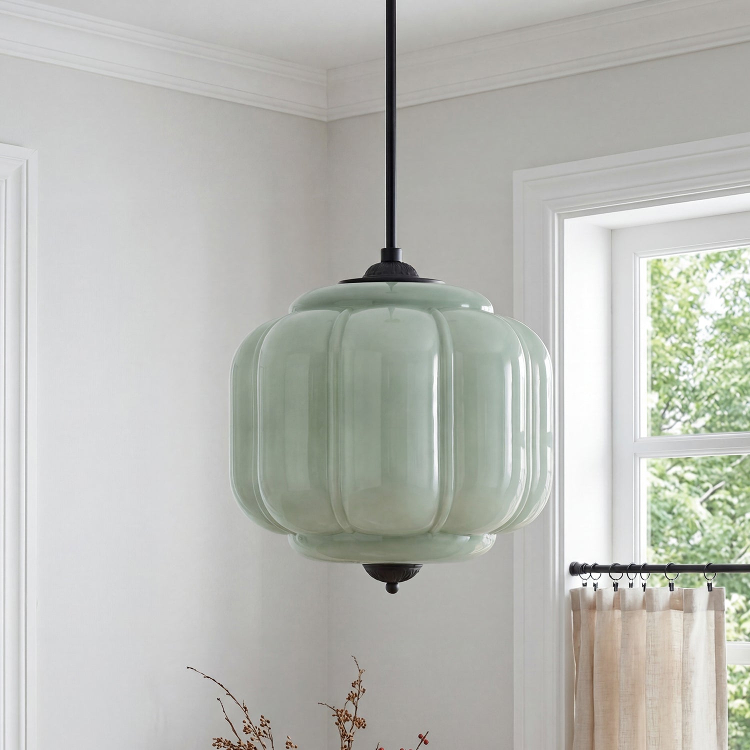Vintage Melkglas Hanglamp met Messing Armatuur – Klassiek Retro Design voor Eetkamer, Hal & Leeshoek | Sansoti