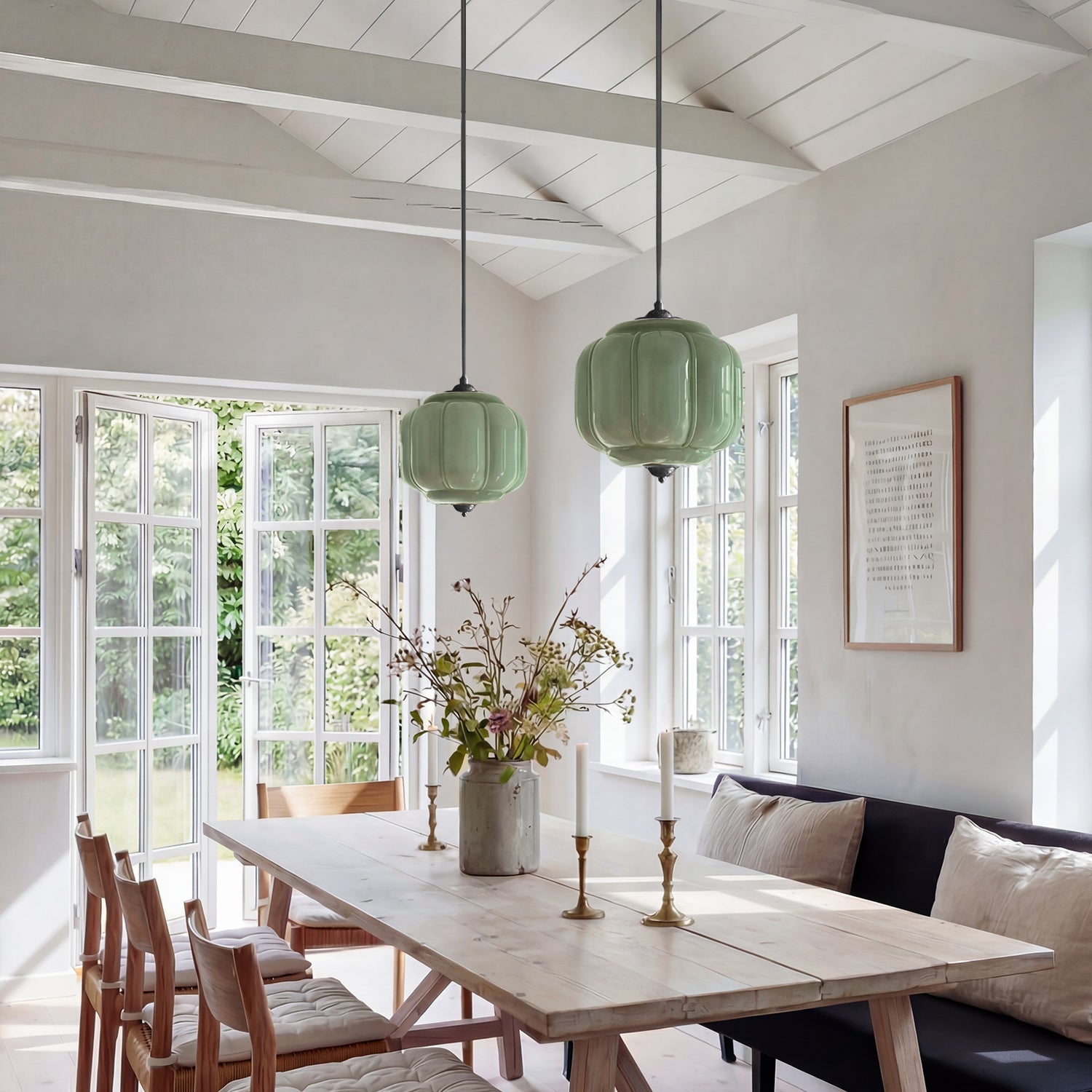 Vintage Melkglas Hanglamp met Messing Armatuur – Klassiek Retro Design voor Eetkamer, Hal & Leeshoek | Sansoti