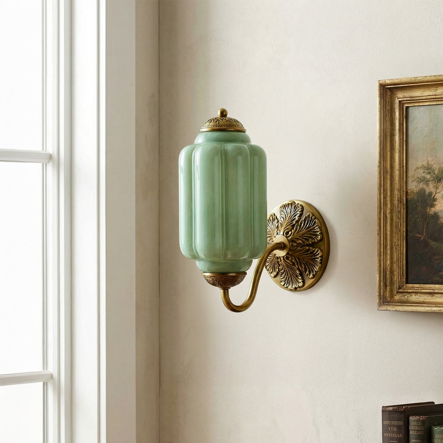 Vintage Wandlamp met Melkglas en Geolied Messing – Klassieke Retro Verlichting voor Hal, Slaapkamer, Woonkamer | Sansoti