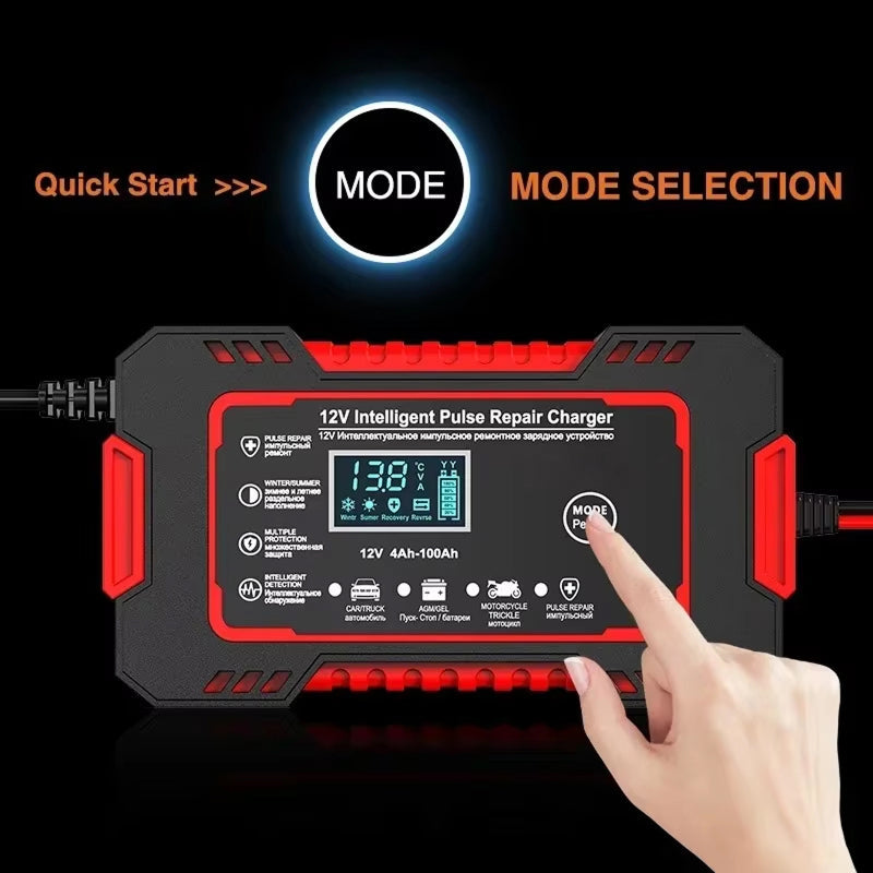Intelligentes Batterieladegerät 12V 6A mit Impuls-Reparaturtechnologie für Auto Motorrad Boot Wohnmobil Wohnwagen Akku-Pflege | Sansoti