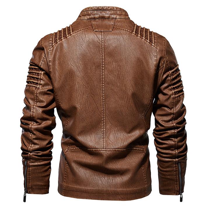 Leren Heren Motorjack Cognac met Kraag en Ritssluiting Vintage Stijl voor Stoere Casual Look Elke Dag | Sansoti