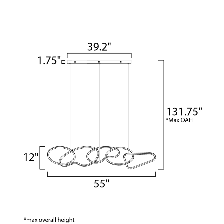 Abstracte LED Kroonluchter 140 cm Modern Design Eetkamer Verlichting | Sansoti