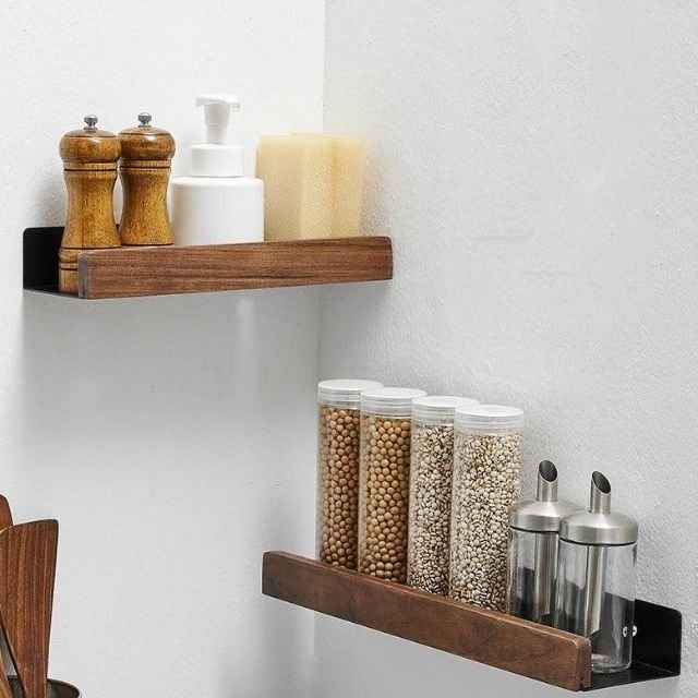 Badkamer wandplank van massief hout – Zonder boren, natuurlijk design | Sansoti
