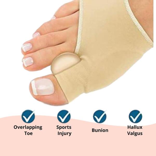 Manchon séparateur d’orteils pour hallux valgus – Correcteur d’orteils en silicone – Doublure en gel doux – Prévention des cors et des points de pression | Sansoti