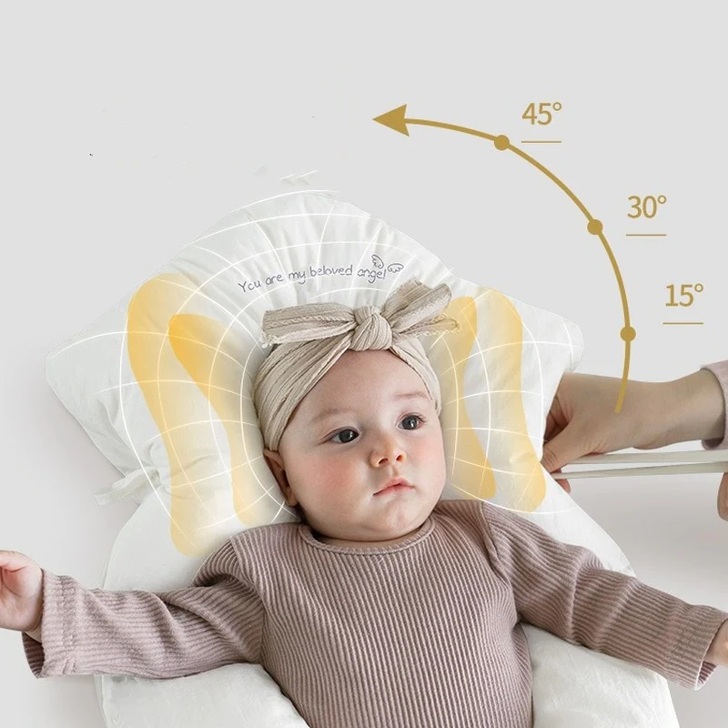 Ergonomisch Babykussen Katoen Memory Foam 72x42cm Hoofdsteun 0-2 Jaar Wiegkussen Hypoallergeen Pasgeboren | Sansoti