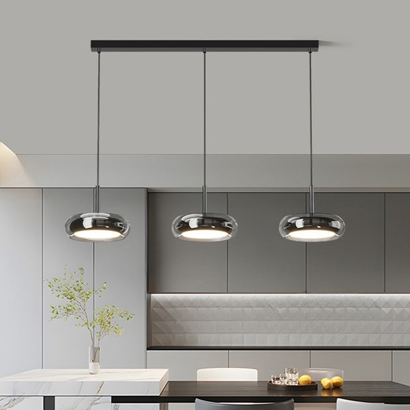 3 Hoofd Keuken Hanglamp Glas Metaal Zwart Eilandverlichting Modern Minimalistisch LED Hanglamp | Sansoti
