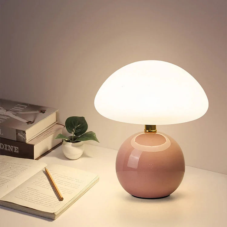 Lampe de table champignon française en céramique avec lumière chaude réglable style Bauhaus | Restfield