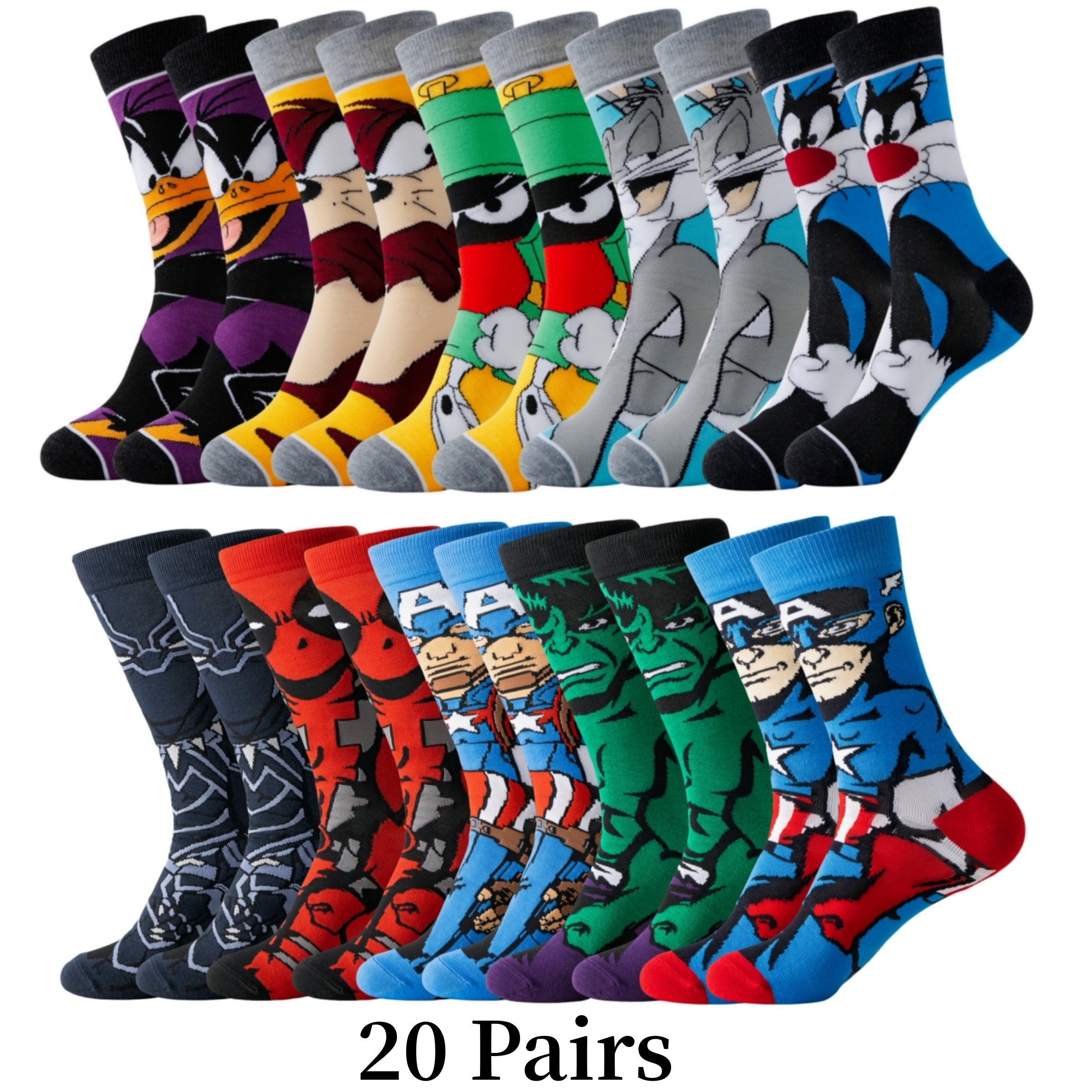 Cartoon Socken Set 20 Paar Polyester Spandex Multicolor Freizeit Streetwear Unisex Atmungsaktiv Elastisch | Restfield