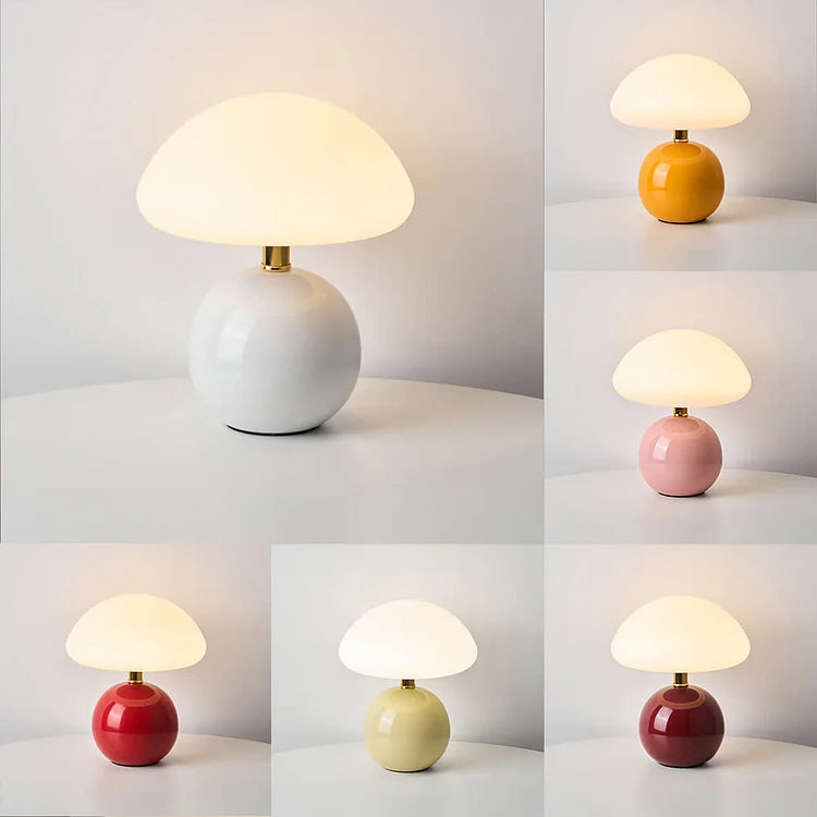 Lampe de table champignon française en céramique avec lumière chaude réglable style Bauhaus | Restfield