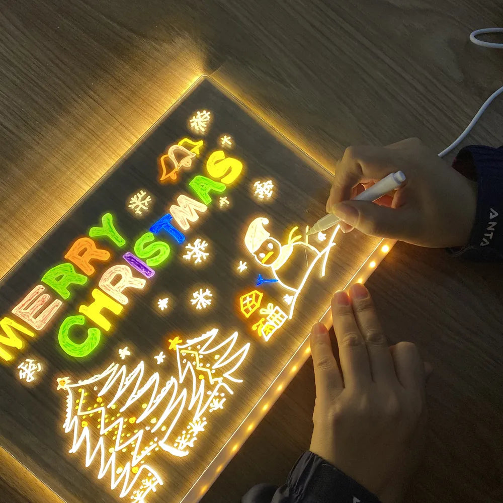 LED Lichtbord voor Tekenen en Notities – Herbruikbaar Schrijfbord met Neon Markeringen | Sansoti