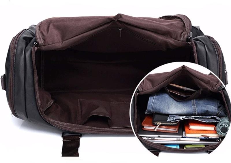 Leather Travel Bag Carry-On Weekend Bag Premium PU Leather Water-Resistant Scratch-Free Durable Travel Accessory Vintage | Sansoti