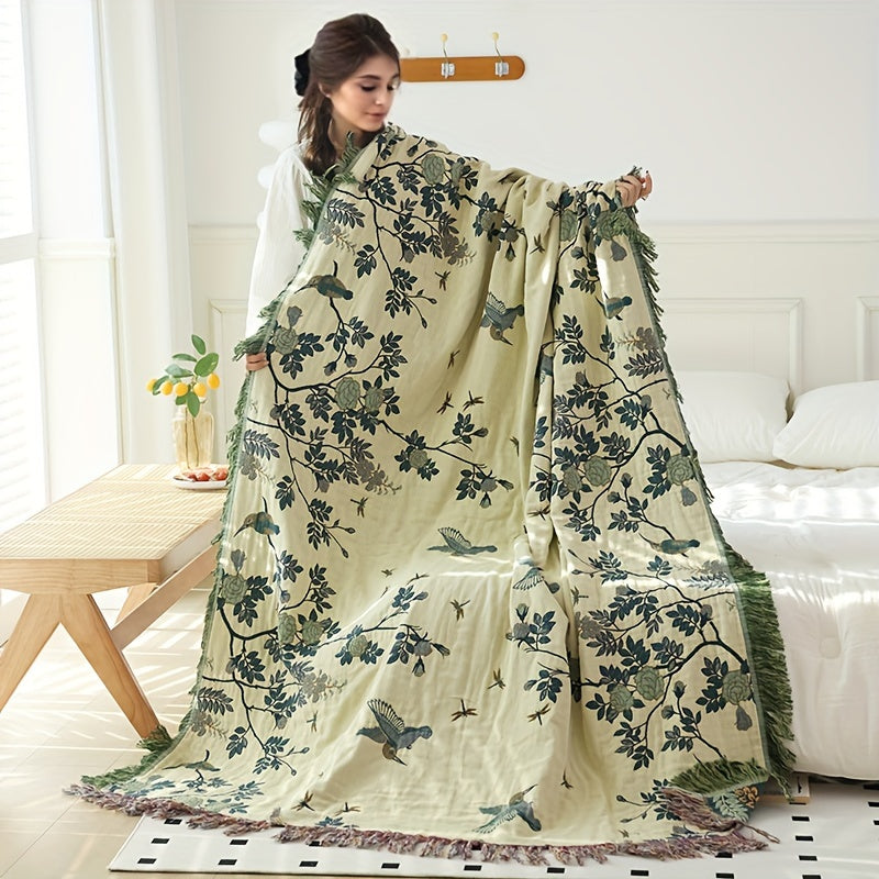 Cotton Throw, Multi-Layer Gauze, Summer Blanket, Bedspread, Sofa Cover, Breathable, Shape-Retaining, Lightweight | Sansoti