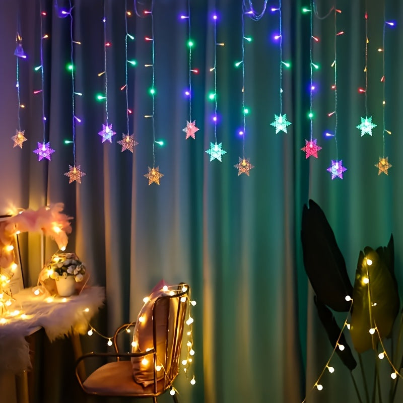 USB-Lichterkette mit Schneeflocken 4 m mehrfarbige LED-Stimmungsbeleuchtung Weihnachtsdekoration Feiertage Winter Interieur | Sansoti
