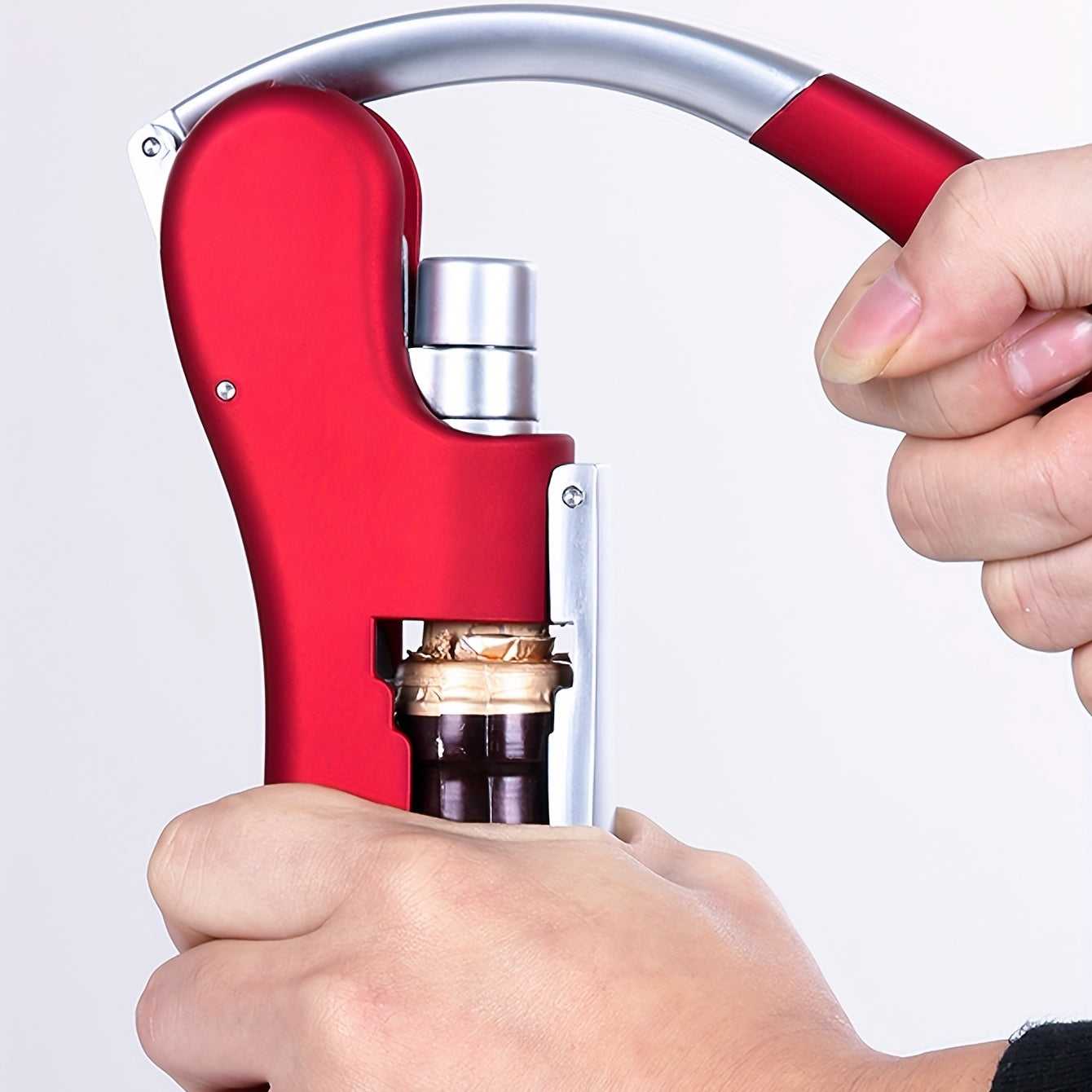 Kurkentrekker Hefboom Metaal Kunststof Rood Wijnflessen Thuis Horeca Flessenopener Ergonomisch | Sansoti