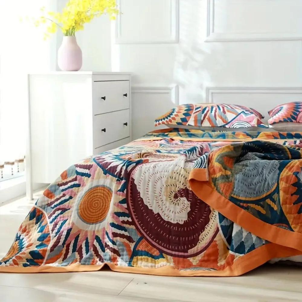 Katoenen Plaid Sunburst – Zacht & Luchtig Vierseizoenen Deken 150x200 | Sansoti