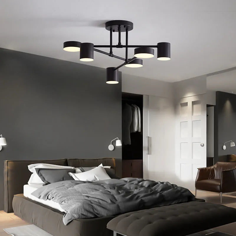Plafonnier 6 Lumières Réglable Design Moderne Noir 57x25cm LED | Restfield