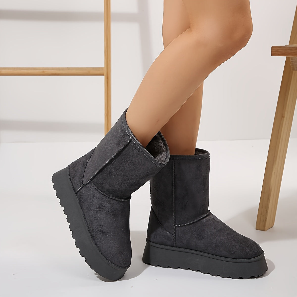 Hohe Damen-Winterstiefel mit Schafwollfutter, wasserdicht, zum Hineinschlüpfen, warm, Snowboots, Outdoor-Schuhe | Sansoti