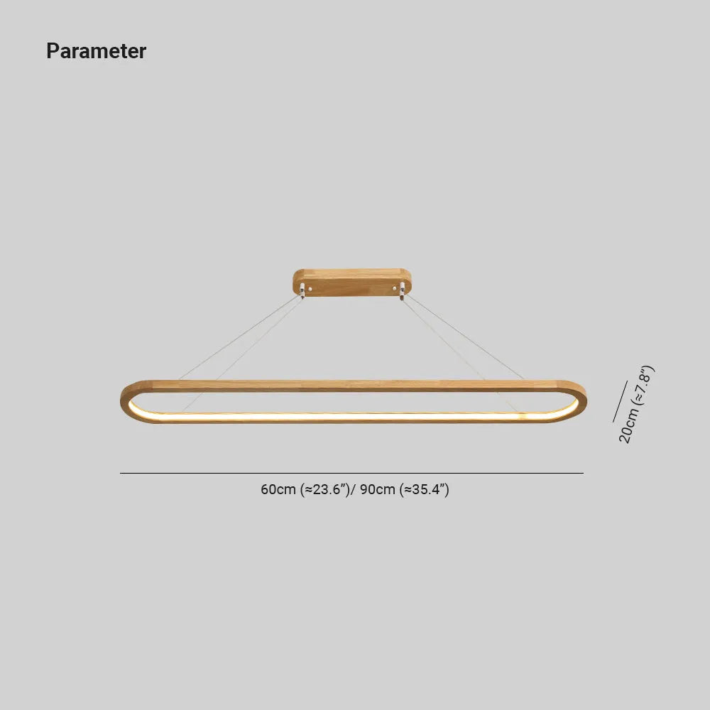 Suspension ovale en bois avec éclairage LED pour salle à manger, salon et cuisine, design scandinave, lumière chaleureuse | Sansoti