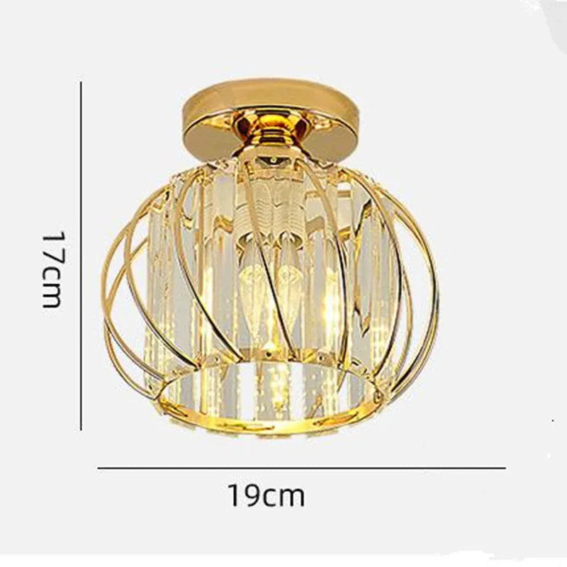 Crystal Ceiling Light Metal Gold Black E27 Entrance Bedroom Hallway Living Room Dining Room Hallway Luxury Interior | Sansoti