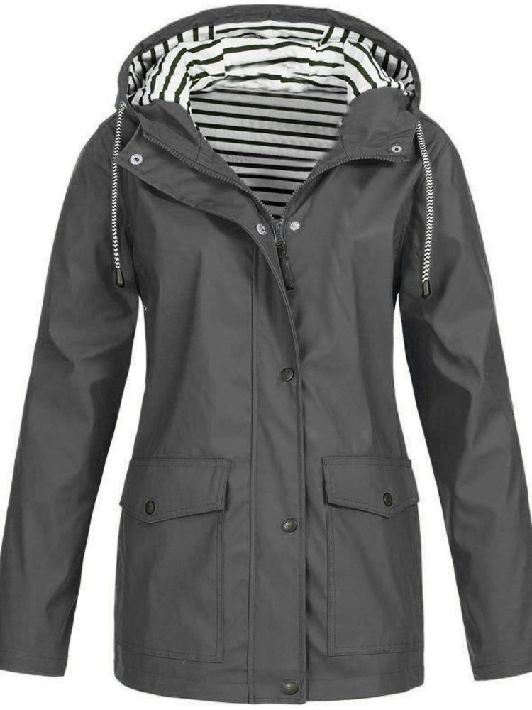 Waterdichte Damesjas met Capuchon Winddicht Regenjas Functioneel Outdoor Wandelen Hiking Allweer Lange Jas | Sansoti